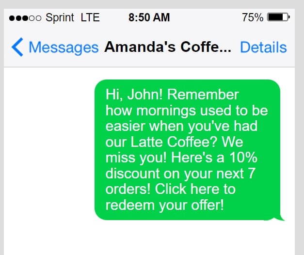 Targeted SMS Text Example