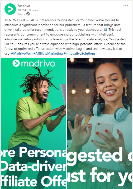 Madrivo proudly displaying the launch of their new offer recommendation system